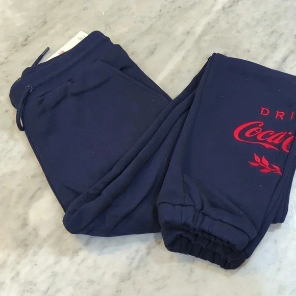 Coca Cola X Staple Unisex Adult Fleece Joggers Sweat Pants Size Small Navy - Picture 3 of 10